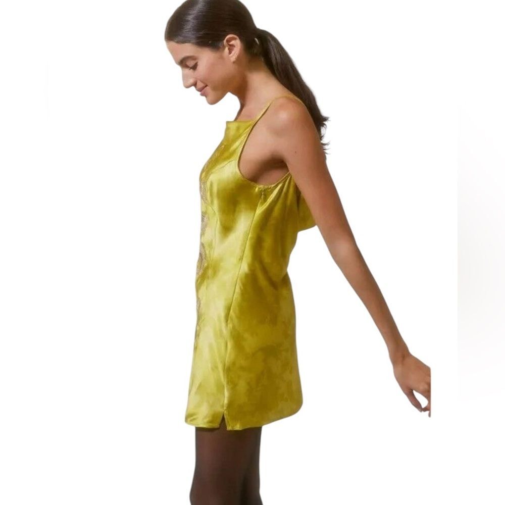 Urban Outfitters Bird Song Satin Mini Dress Dragon Embroidered Sequins 90s Large - Picture 5 of 15
